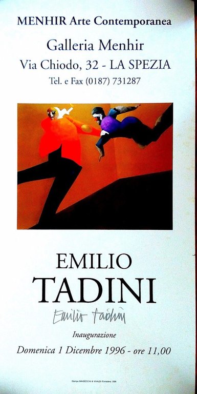 Locandina Emilio Tadini autografata Galleria menhir La Spezia 1996