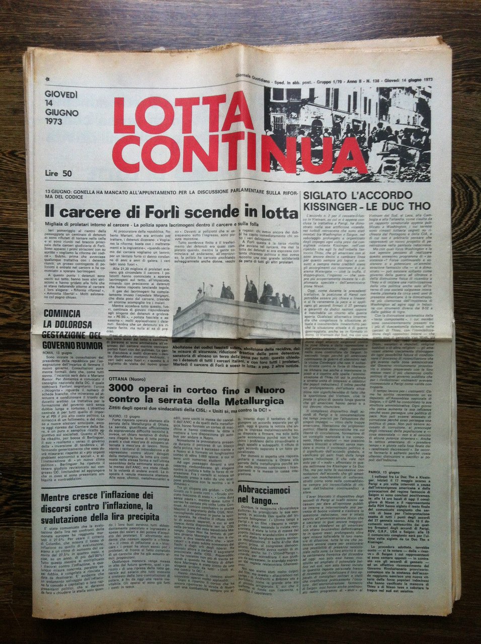Lotta Continua Anno II n^ 138 Giovedì 14 Giugno 1973 …