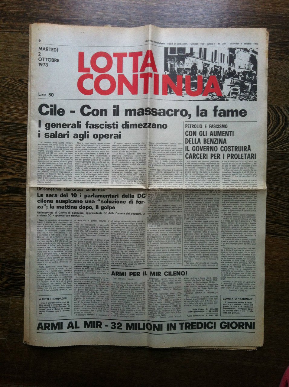 Lotta Continua Anno II n^ 227 Martedì 2 Ottobre 1973 …