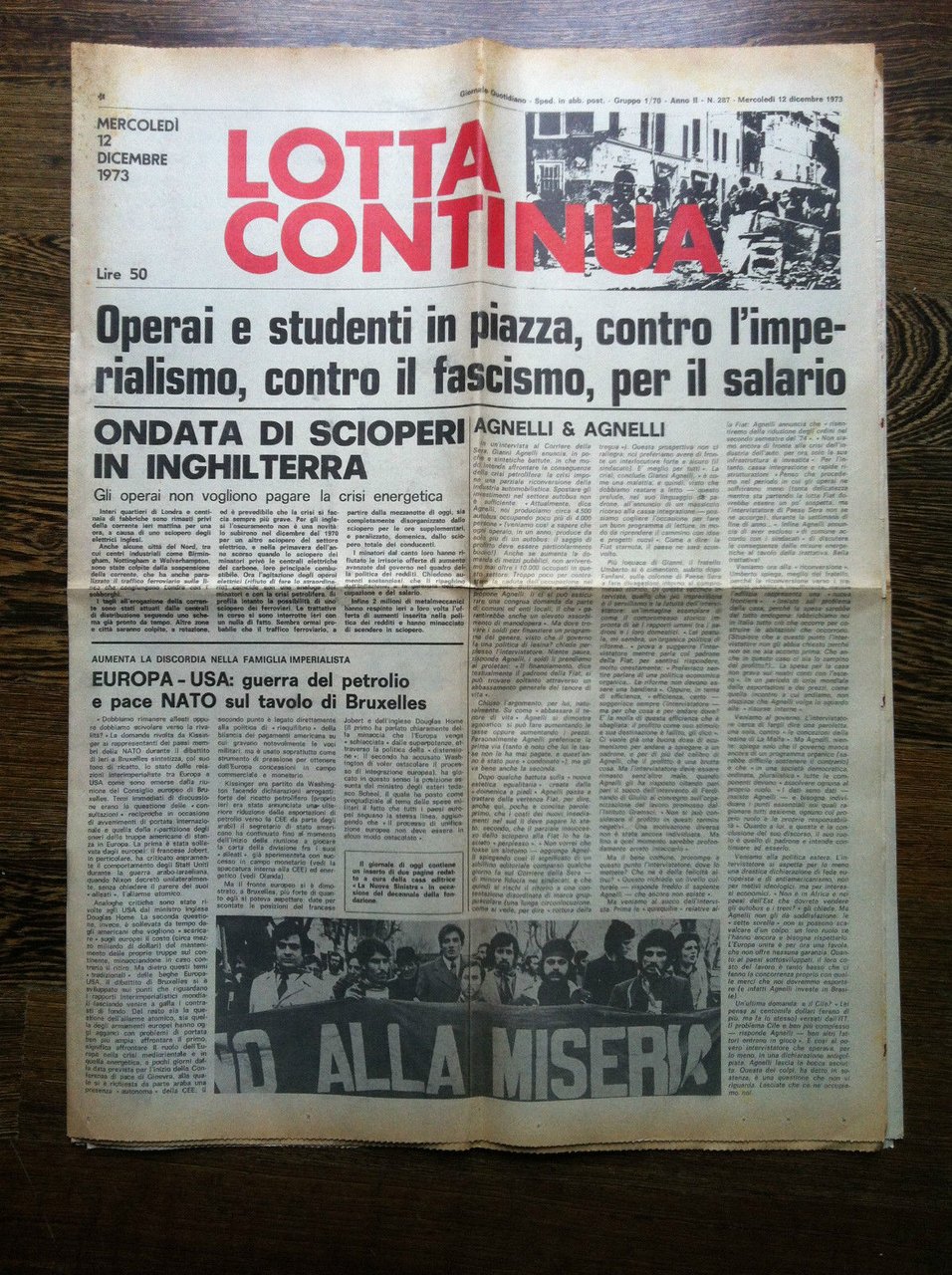 Lotta Continua Anno II n^ 287 Mercoledì 12 Dicembre 1973 …