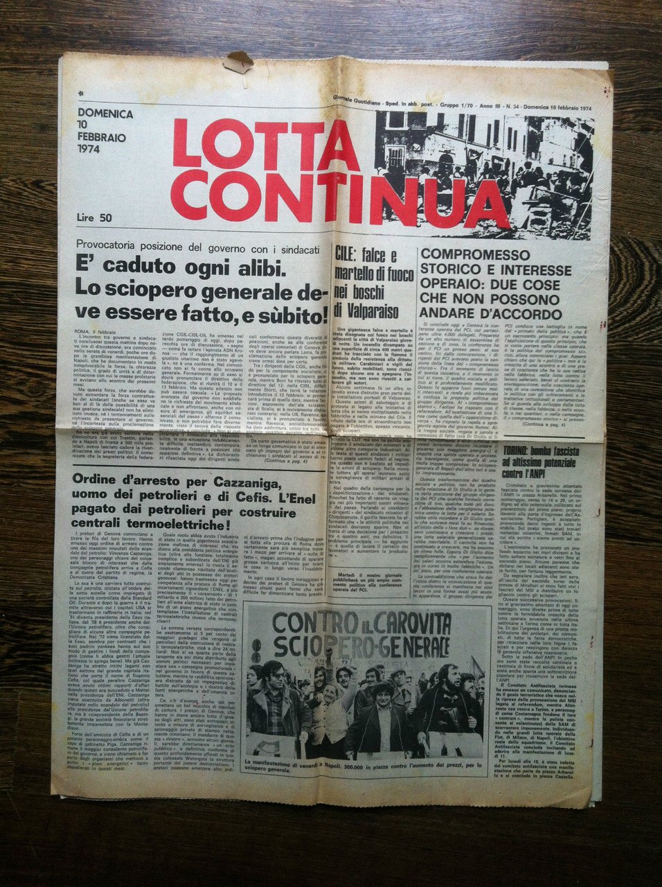 Lotta Continua Anno III n^ 34 Domenica 10 Febbraio 1974 …