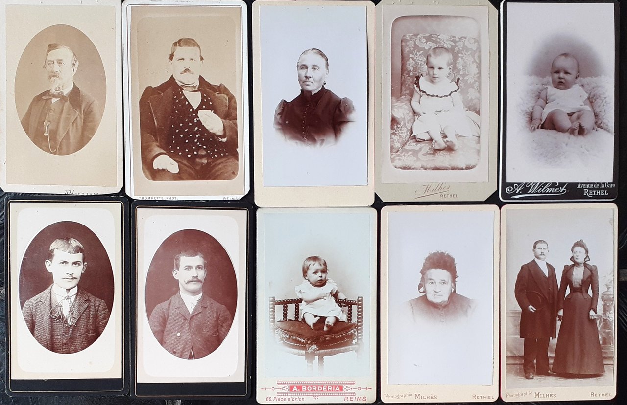 Lotto di 10 Carte de visite francesi