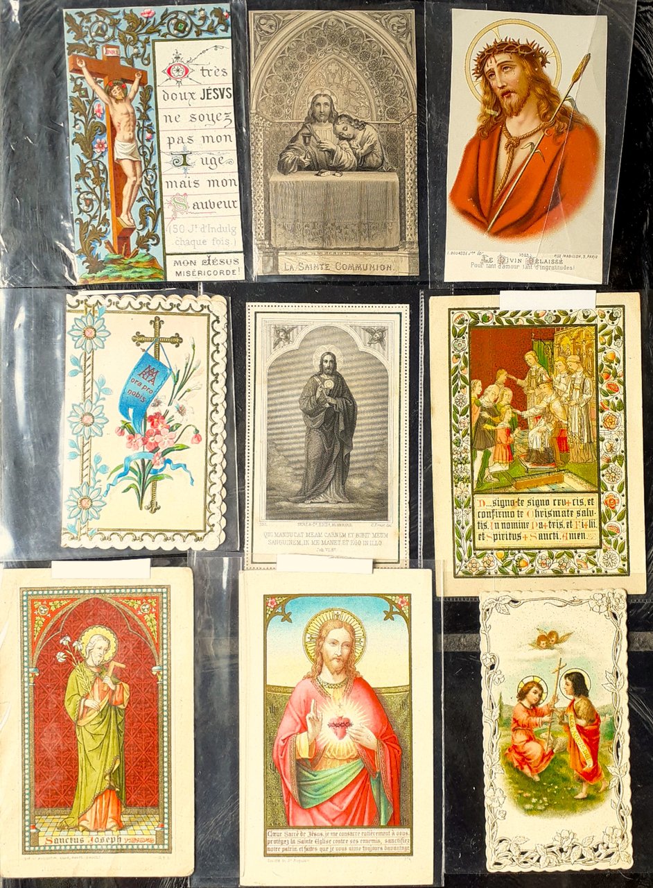 Lotto di nove santini 2 ottocenteschi e altri primi '900