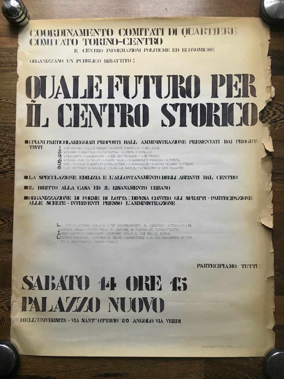 Manifesto per il futuro del centro storico Comitato Torino Centro …