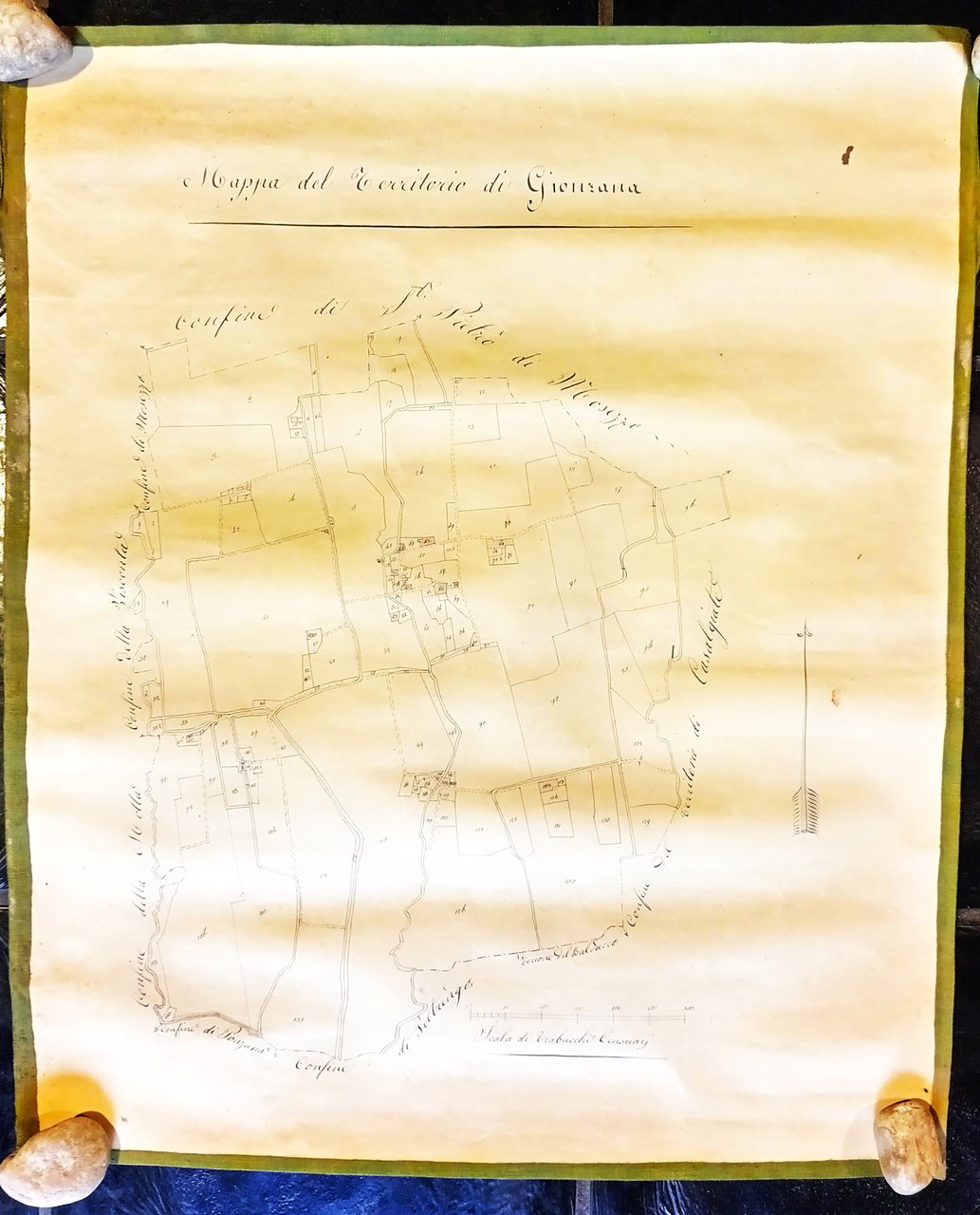 Mappa Catastale Gionzana località novarese inizi '800 ca.