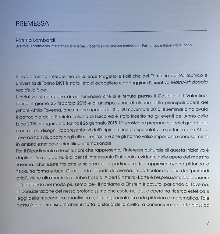 math-art: doppia vita della luce: attilio taverna (Torino, Castello del …