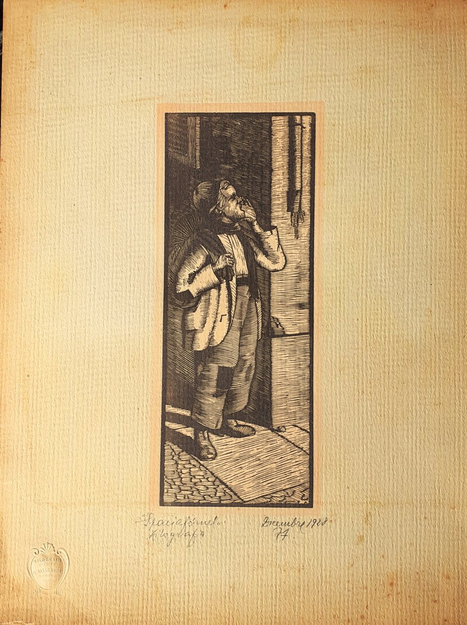 Maurizio Alessandri xilografia originale 1928 Spaciafornel - E11786