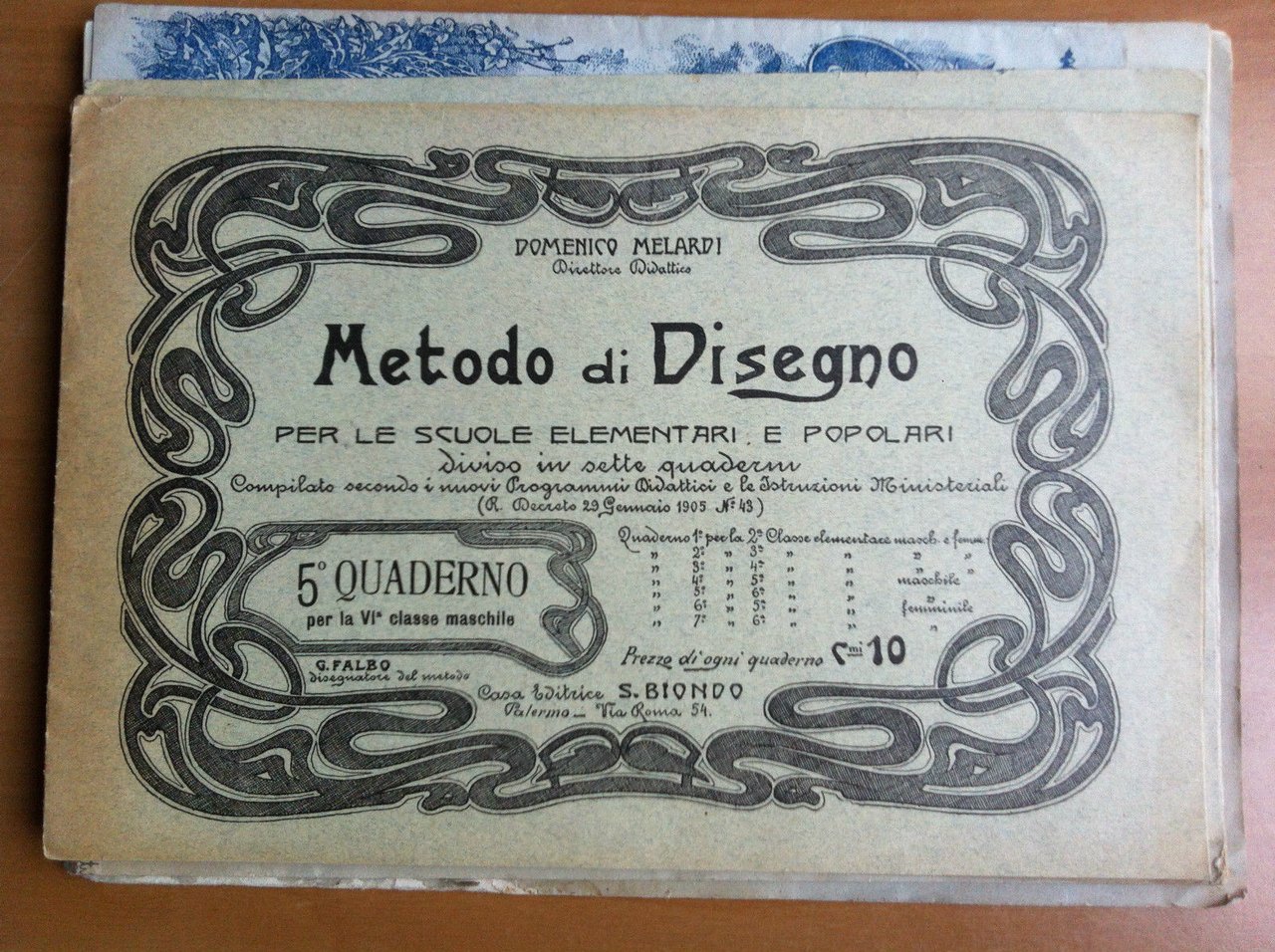 Metodo di Disegno scuole elementari popolari 5^ quaderno inizi '900 …
