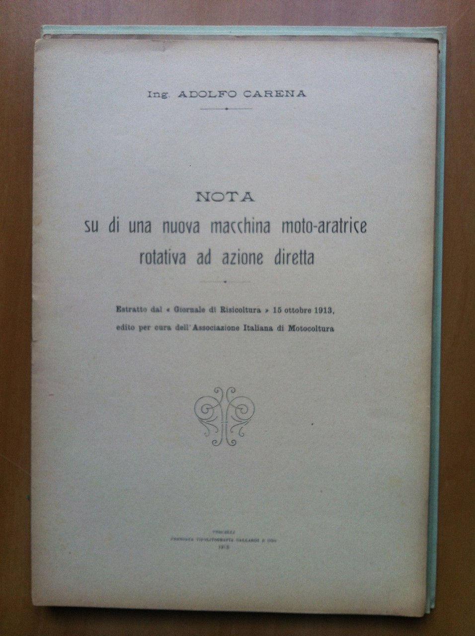 Nota su di una nuova macchina moto-aratrice rotativa azione diretta …