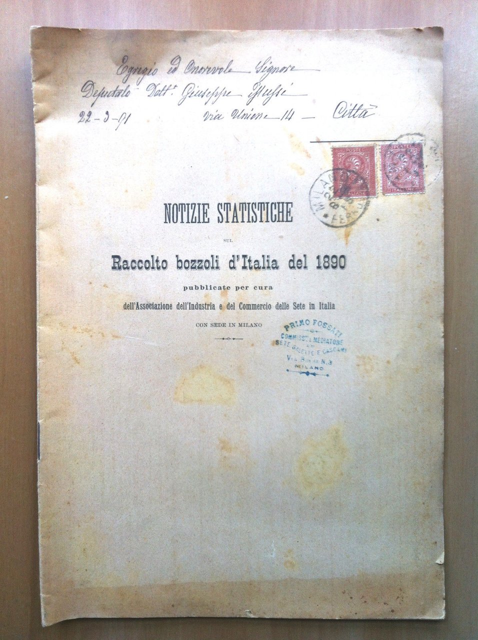 Notizie Statistiche Raccolto bozzoli d'Italia del 1890 - E14082