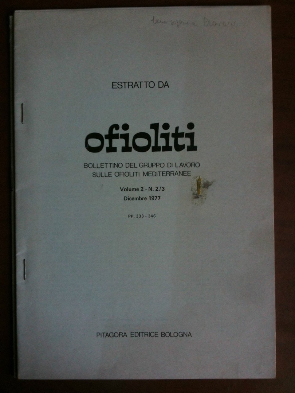 Ofioliti Bolletino gruppo lavoro ofioliti mediterranee 1977