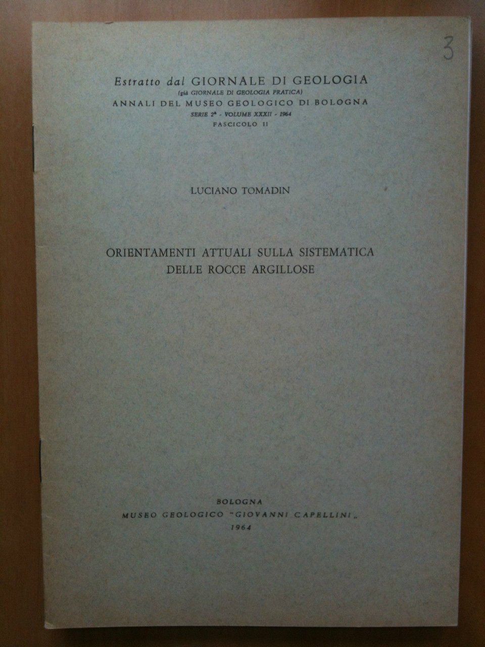 Orientamenti Attuali sulla Sistematica delle Rocce Argillose 1964