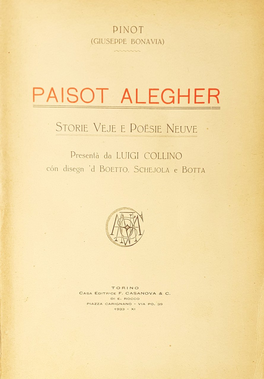 Paisot alegher. Storie Veje e Poësie Neuve