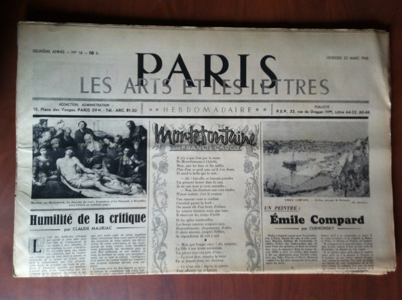 Paris les arts et les lettres 2^ année n^ 16 …