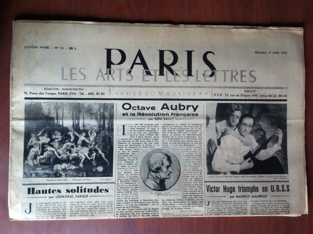 Paris les arts et les lettres 2^ année n^ 20 …