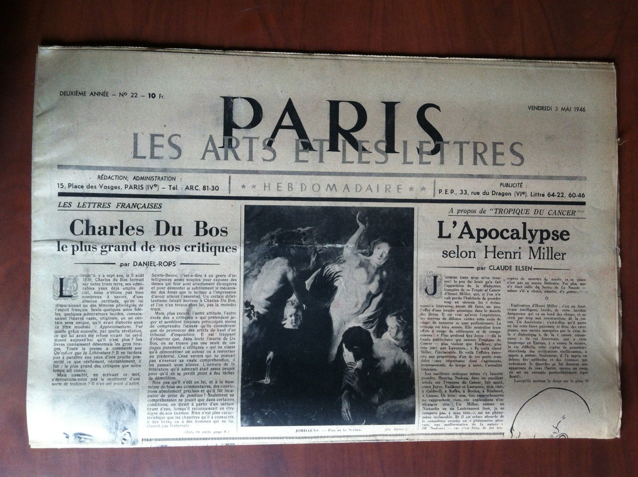 Paris les arts et les lettres 2^ année n^ 22 …