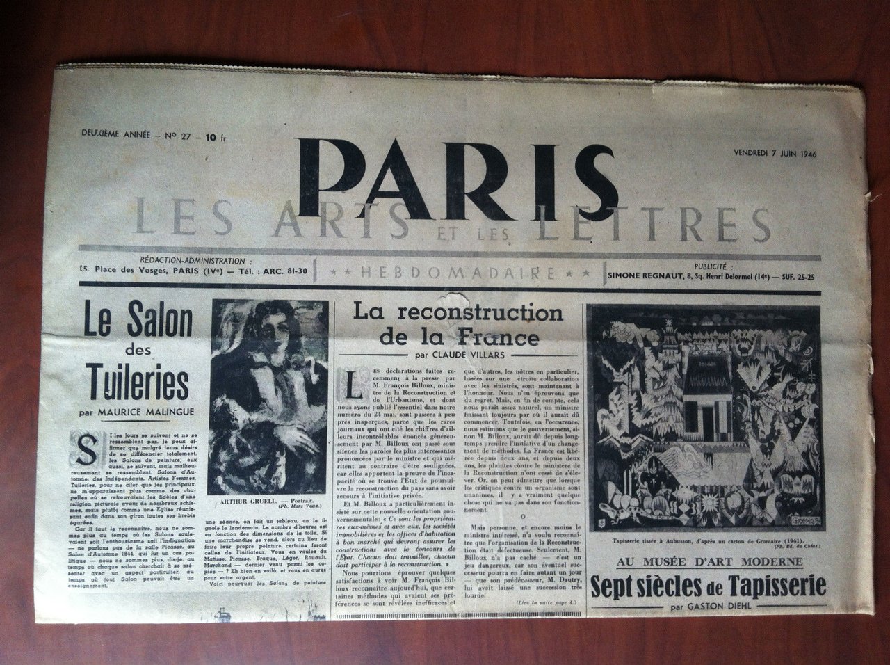 Paris les arts et les lettres 2^ année n^ 27 …