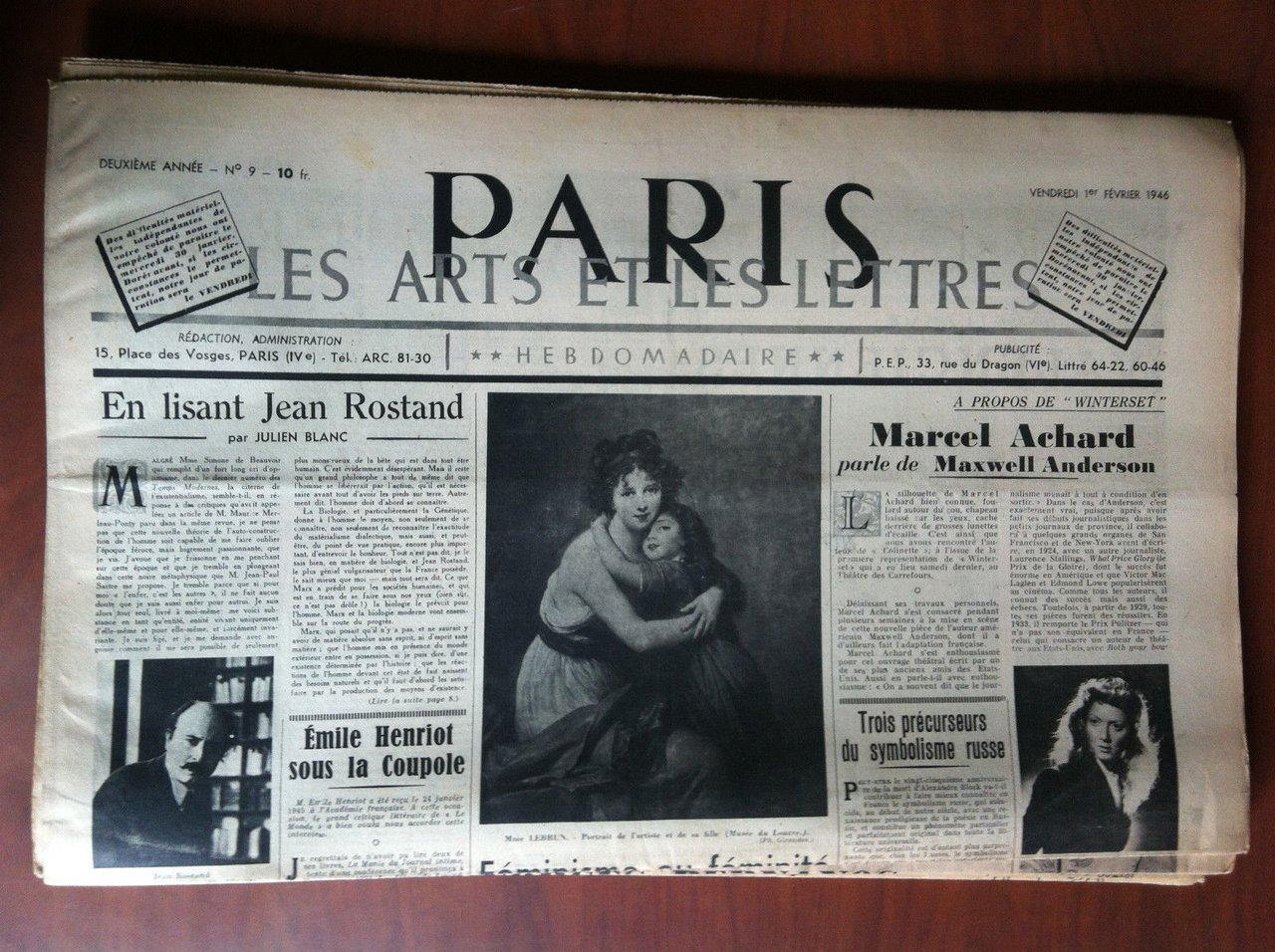 Paris les arts et les lettres 2^ année n^ 9 …