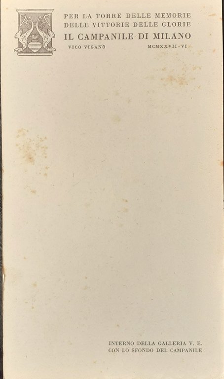 Per la Torre delle Memorie delle Vittorie e delle Glorie …