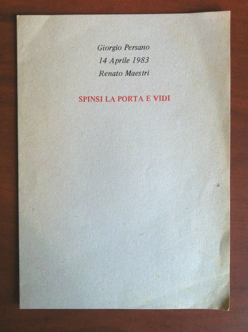 Pieghevole Giorgio Persano 14 Aprile 1983 Renato Maestri - E15929 | Immagine principale