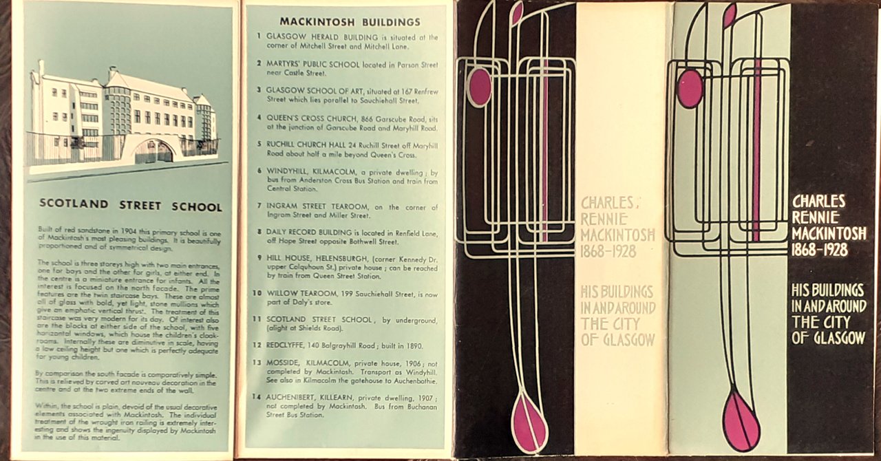 Pieghevole illustrato Centenario della nascita di Charles Rennie Mackintosh 1968