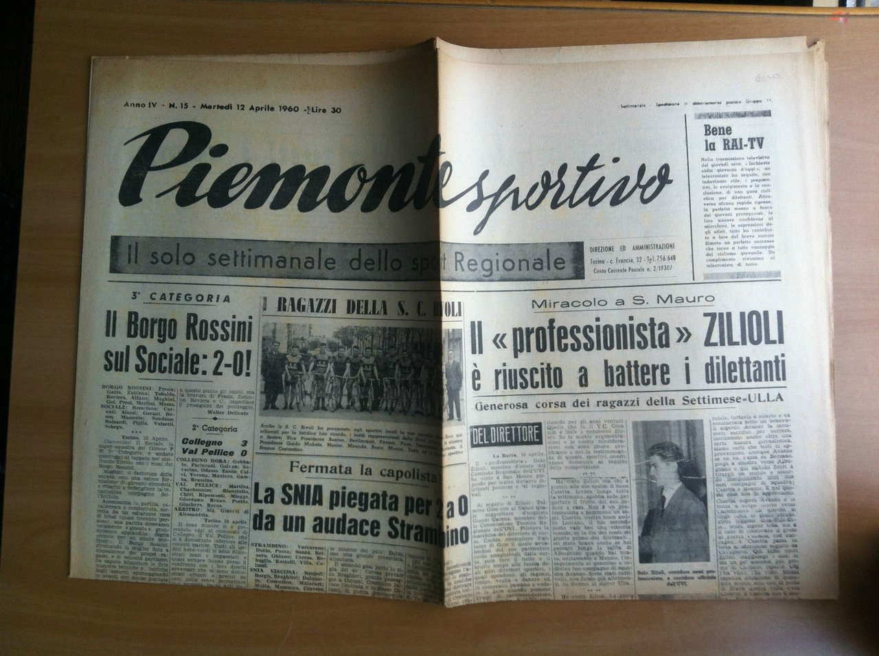 Piemonte Sportivo Anno IV n^ 15 Martedì 12 Aprile 1960 …