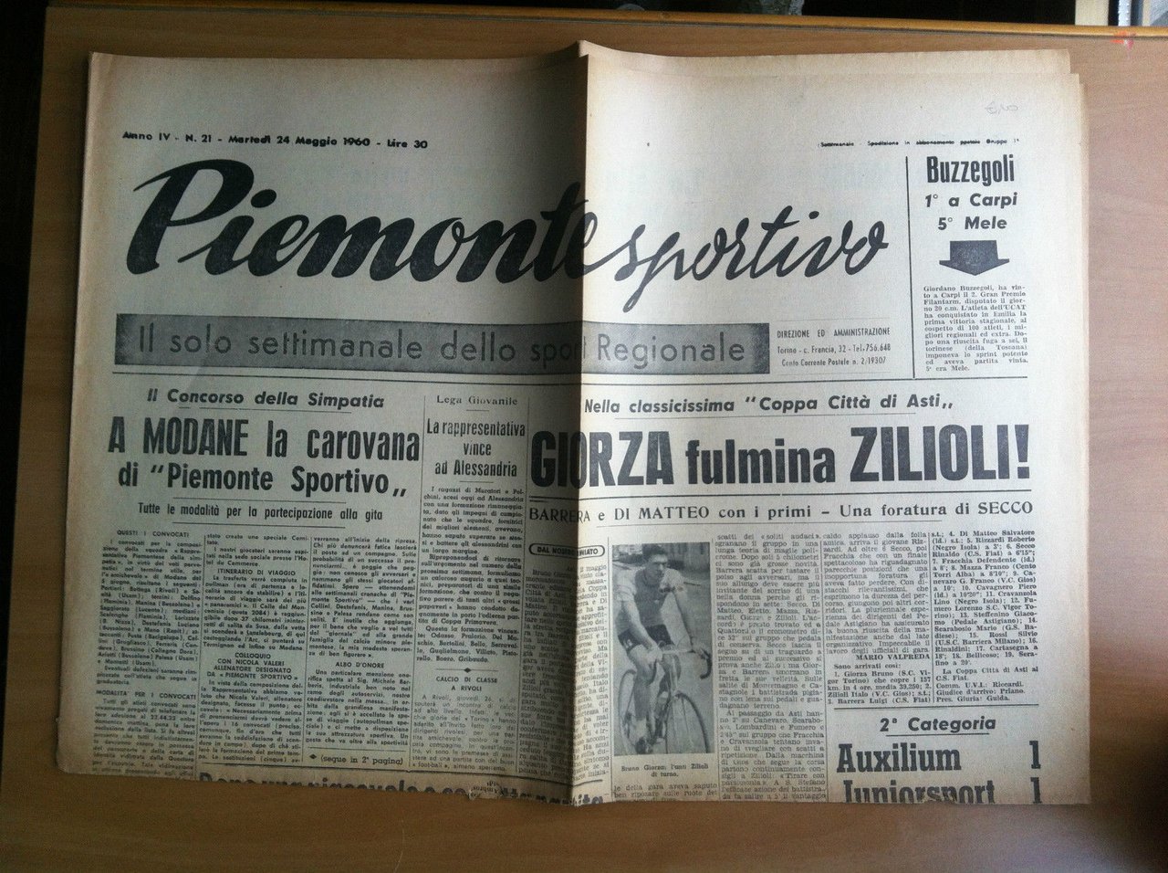 Piemonte Sportivo Anno IV n^ 21 Martedì 24 Maggio 1960 …