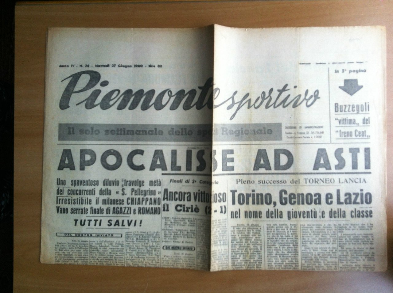 Piemonte Sportivo Anno IV n^ 26 Martedì 27 Giugno 1960 …