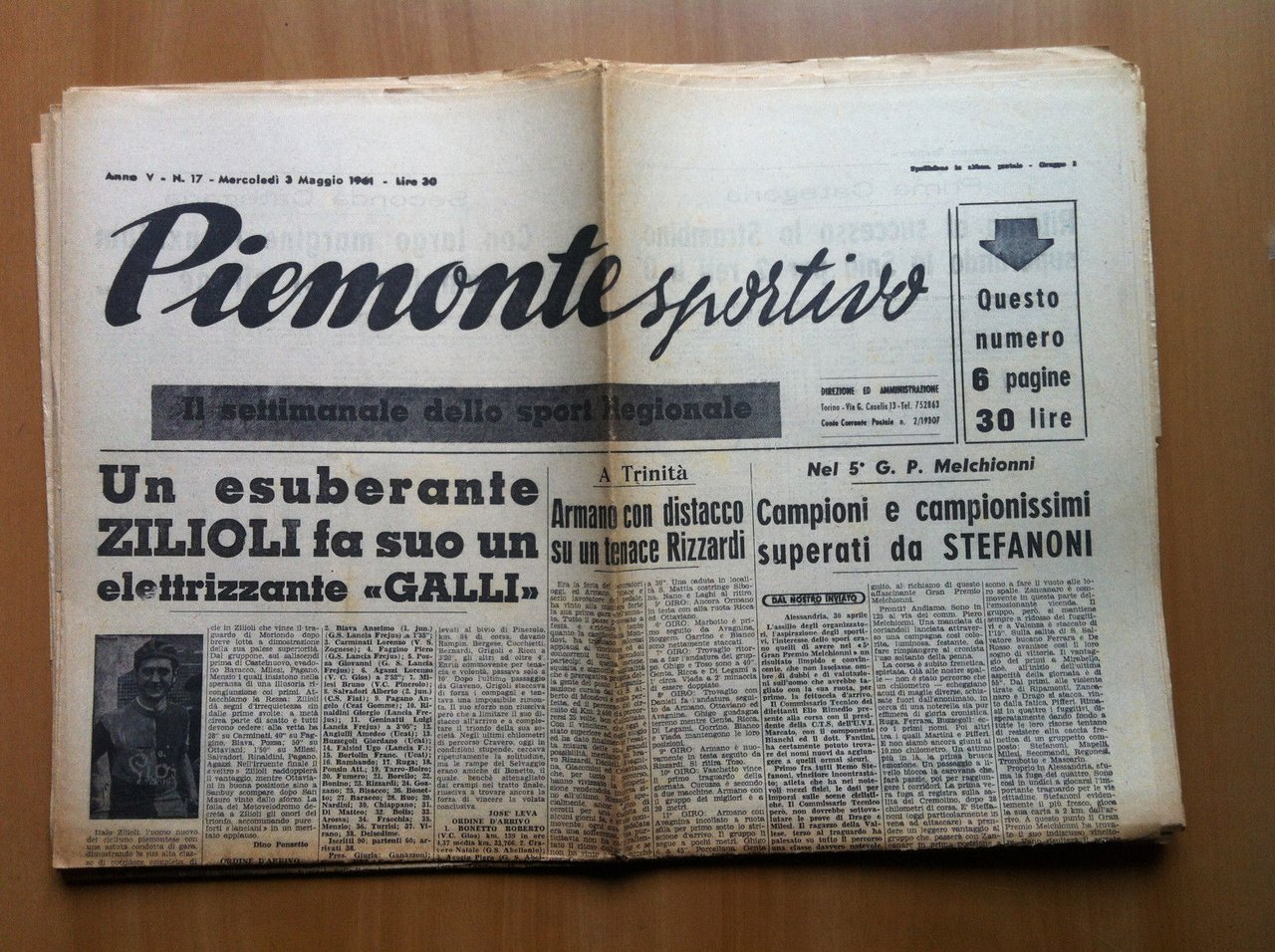 Piemonte Sportivo Anno V n^ 17 Mercoledì 3 Maggio 1961 …