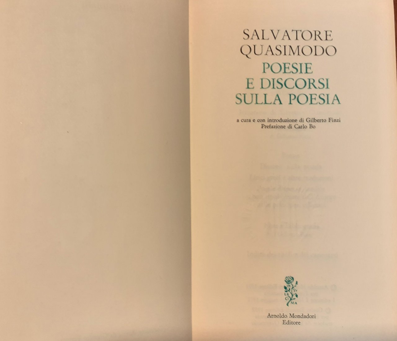 Poesie e discorsi sulla poesia I Meridiani Mondadori Editrice 1971 | Immagine principale