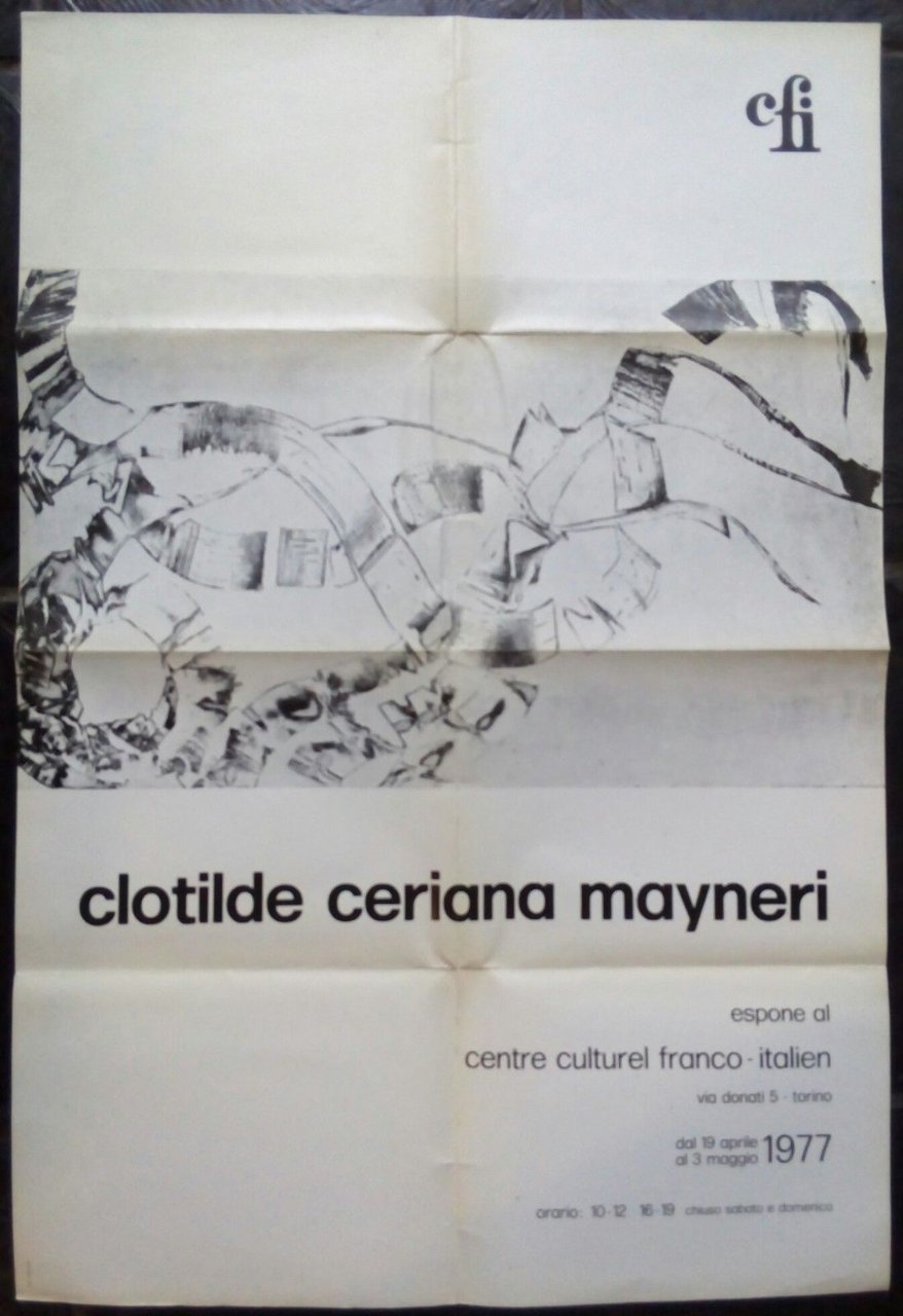 Poster Clotilde Ceriana Mayneri al centre culturel franco-italien Torino 1977