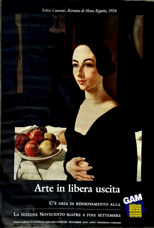 Poster Felice Casorati "Arte in libera uscita" GAM Torino  anni '90
