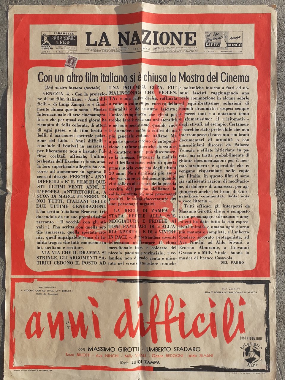 Poster film " anni difficili" premiato alla IX mostra internazionale …