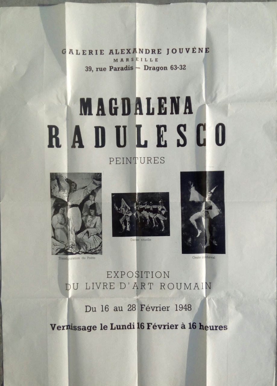 Poster Magdalena Radulesco Galerie Alexandre Jouvène Marseille 1948