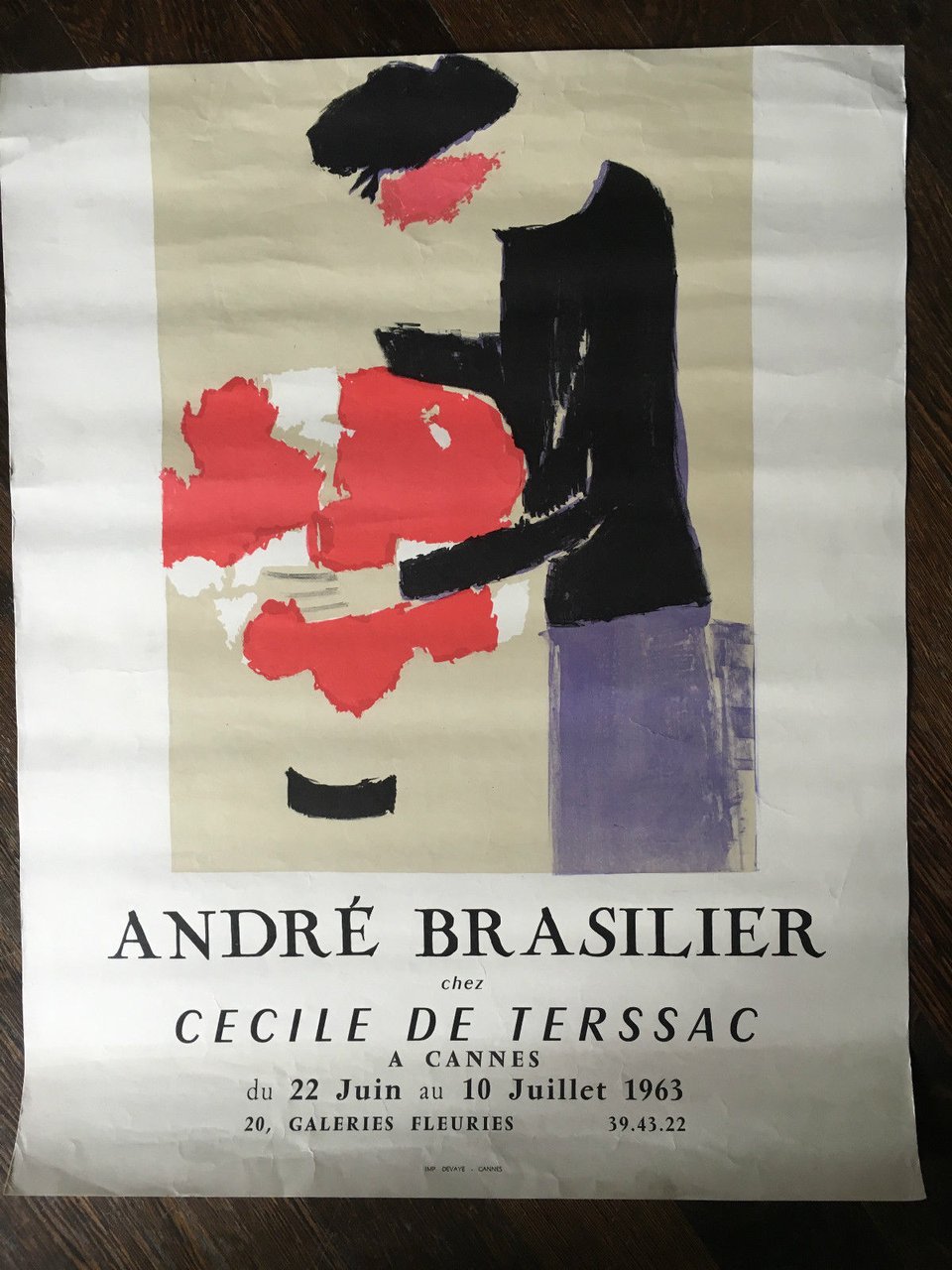 Poster originale mostra André Brasilier Cecile De Terssac Cannes 1963 …