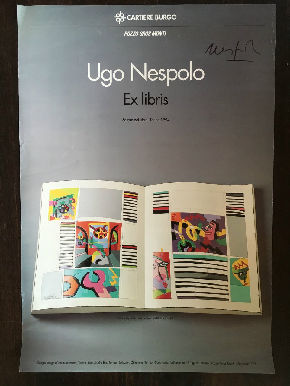 Poster Ugo Nespolo Ex Libris Salone del Libro Torino 1994 …