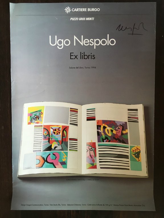 Poster  Ugo Nespolo Ex Libris Salone del Libro Torino 1994 Firmato - P207