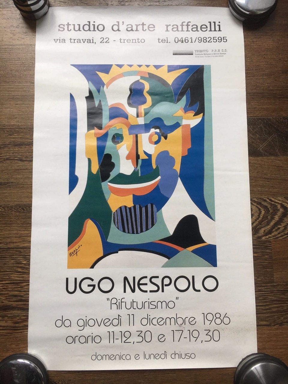 Poster Ugo Nespolo per la mostra Rifuturismo di Trento 1986 … | Immagine principale