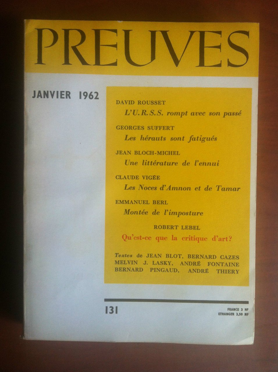 Preuves n^ 131 Janvier 1962 - E9027