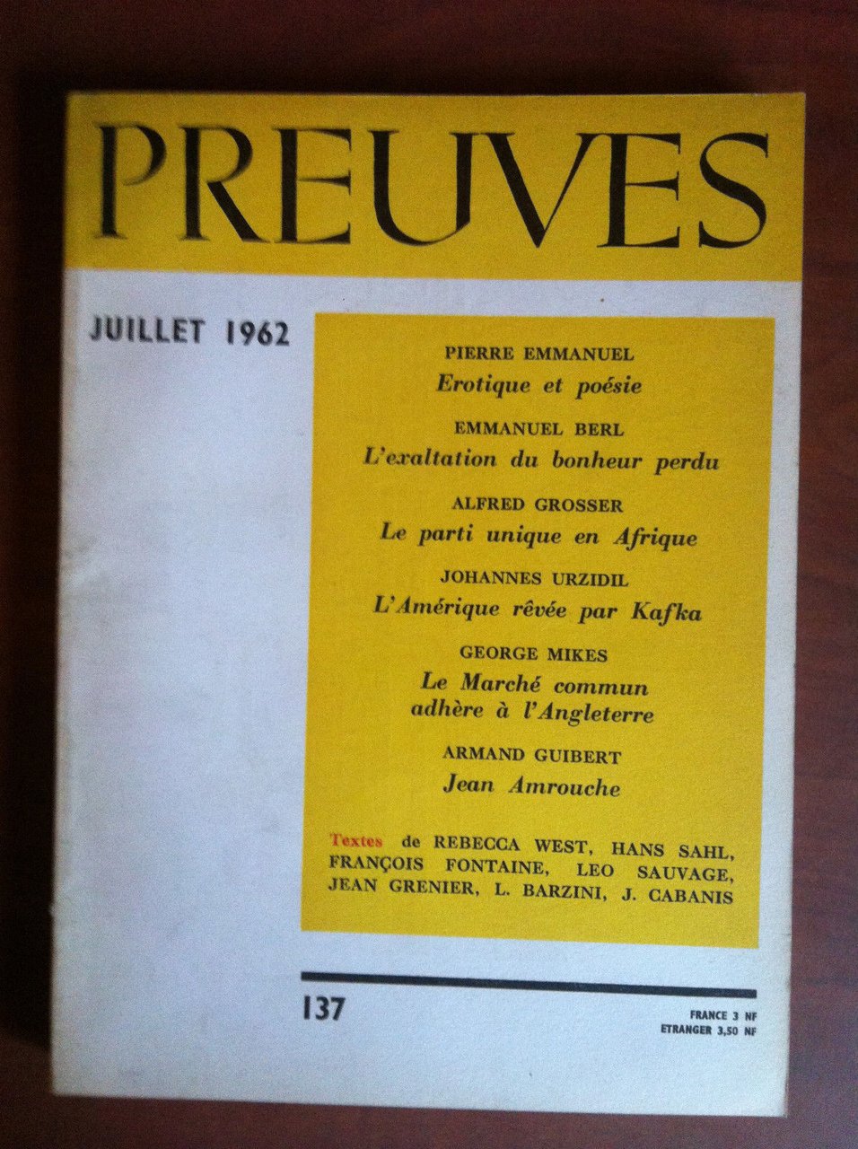 Preuves n^ 137 Juillet 1962 - E13781