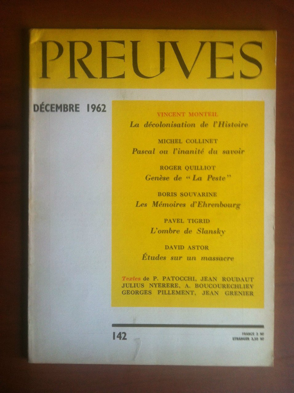 Preuves n^ 142 Décembre 1962 - E9033