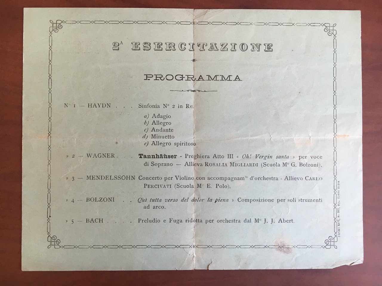 Programma concerto Istituto Musicale città Torino 1896-97 - E21688