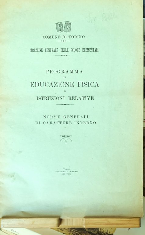Programma di educazione fisica Torino 1930