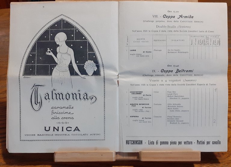 Programma Regate Nazionali e Matches Piemonte-Lombardia 1926 Torino