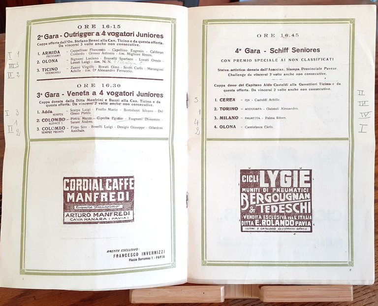 Programma Ufficiale Pavia Regate Nazionali 1923