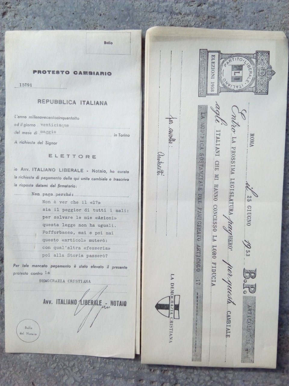 Propaganda elettorale Partito Liberale 1953