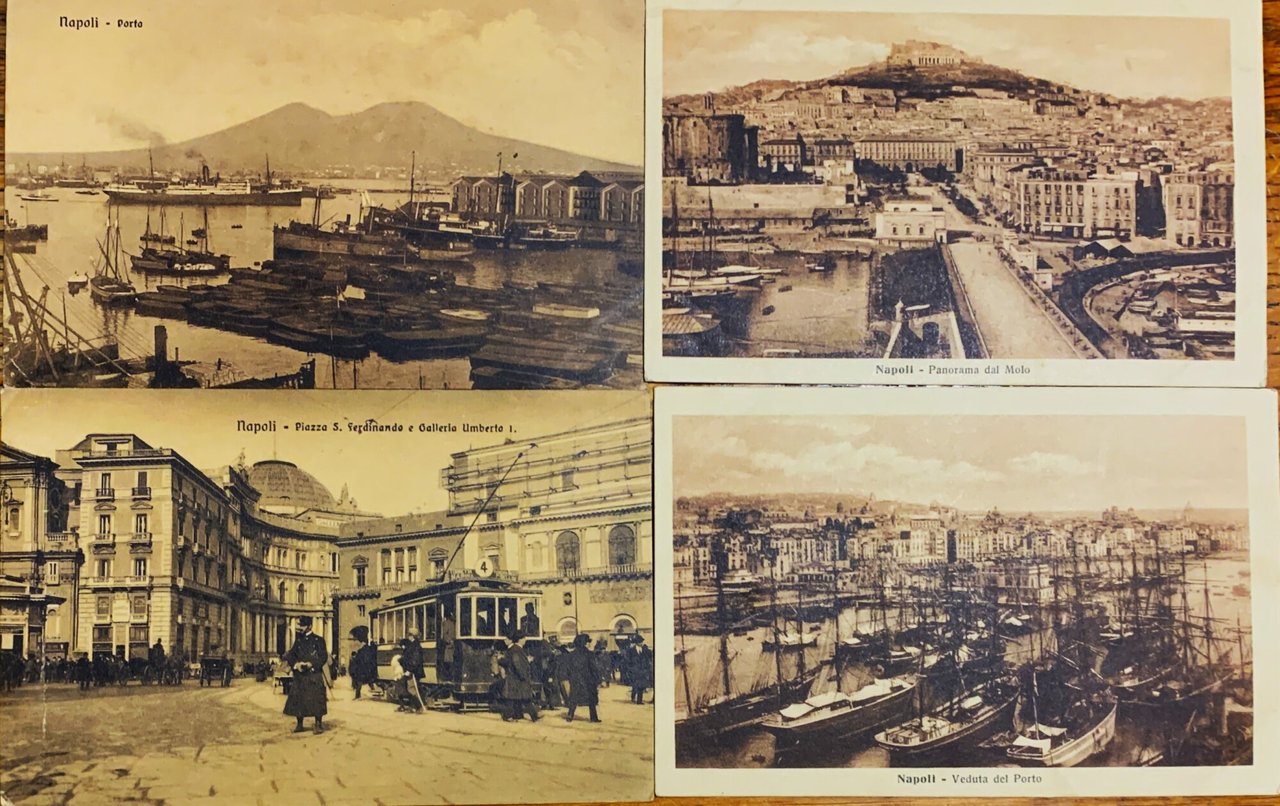 Quattro cartoline vedute di Napoli