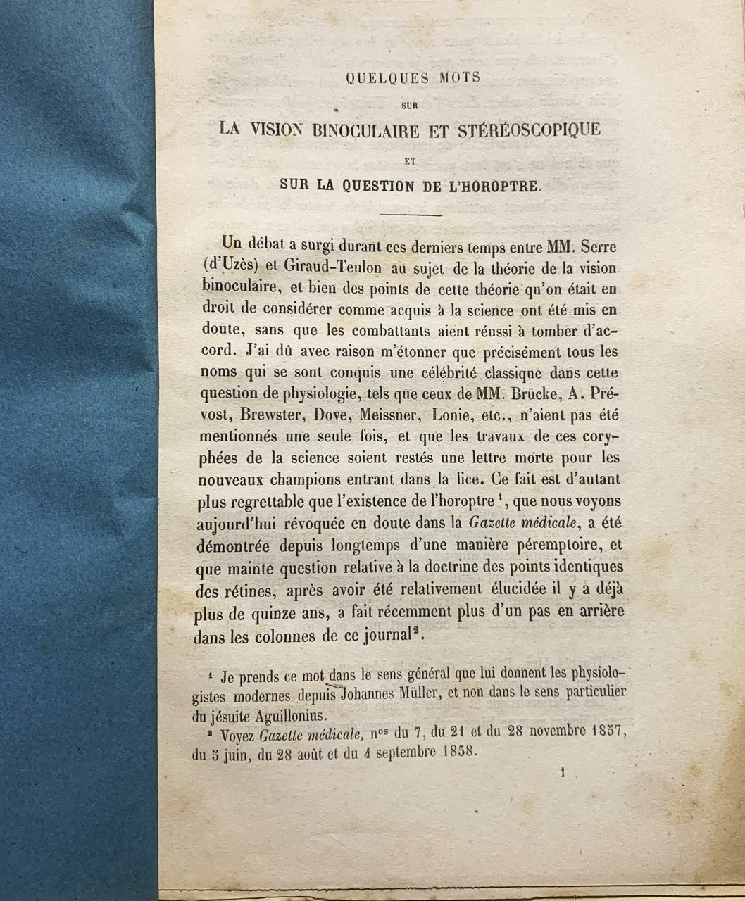Quelques mots sur la vision binoculaire et stéréoscopique et sur …