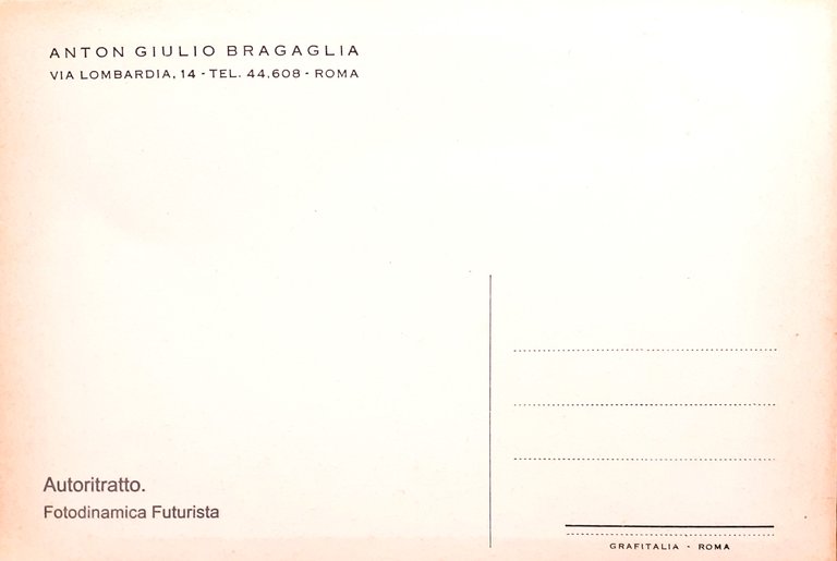 Rarissima cartolina Autoritratto Fotodinamica Futurista di Anton Giulio Bragaglia 1930