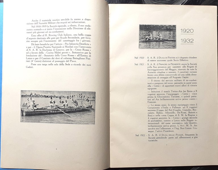 Reale Società Canottieri "Cerea" (1863-1933) Ultimo ventennio Torino 1933